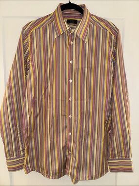 🆕 Eton Multistripe Multicolor Collared ButtonDown Dress Shirt 16.5 neck NWOT🔥